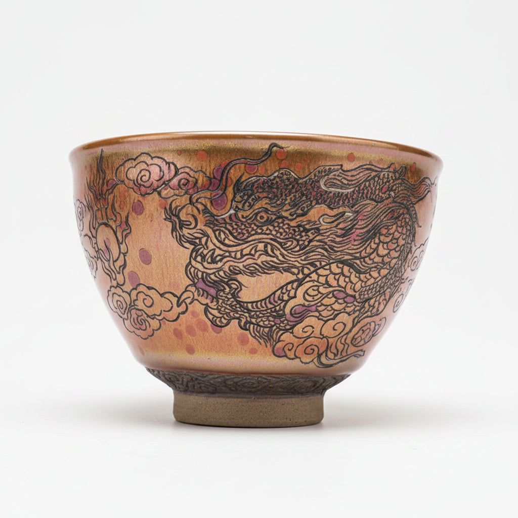 Dragon Hand Carved Porcelain Bowl