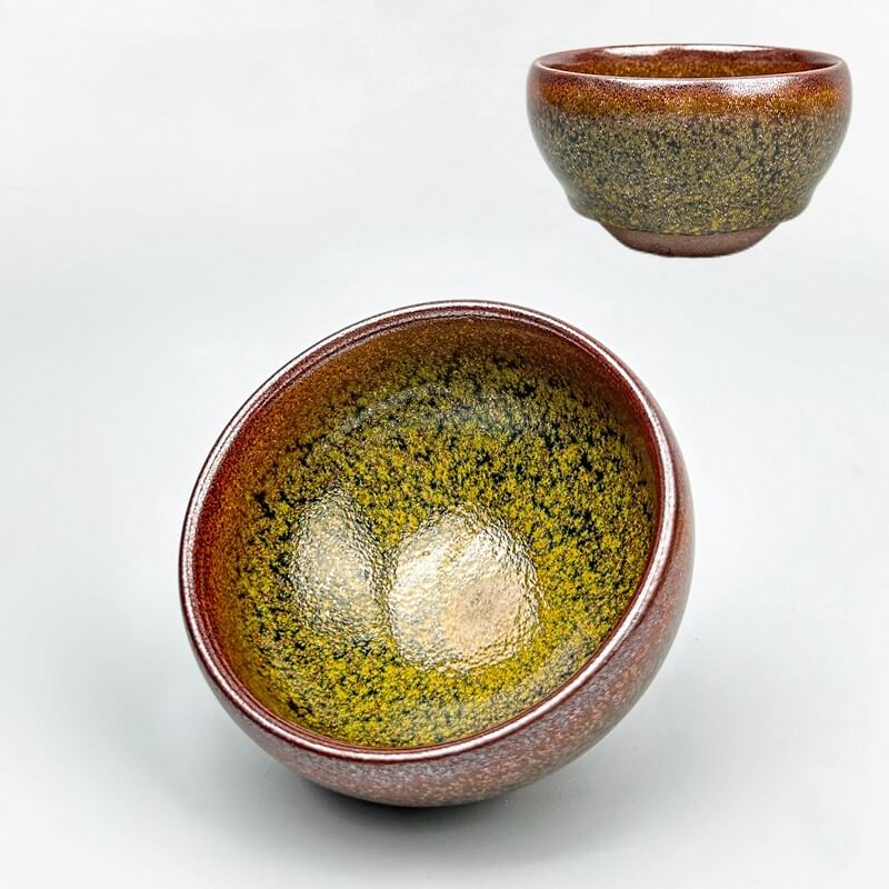 Matcha Green Jian Zhan Tenmoku Tea Cup Flat