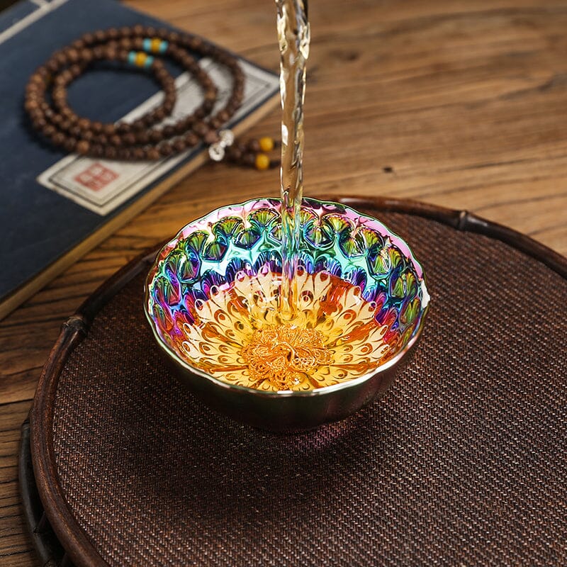 Peacock Tail Jian Zhan Tenmoku Tea Cup
