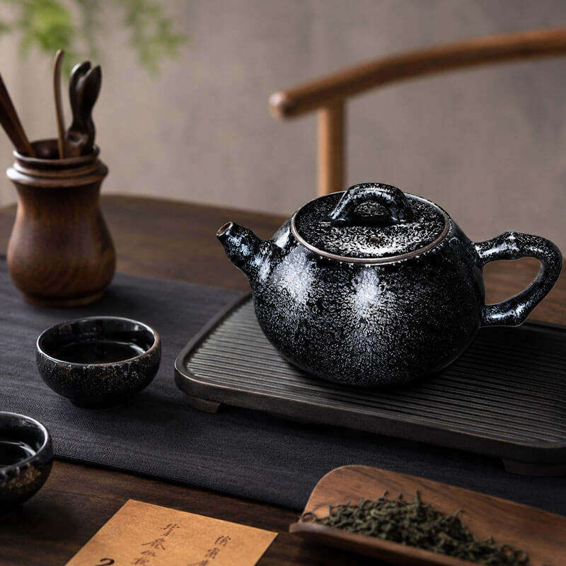 Tenmoku Jianzhan Oil Spot RUYI Teapot