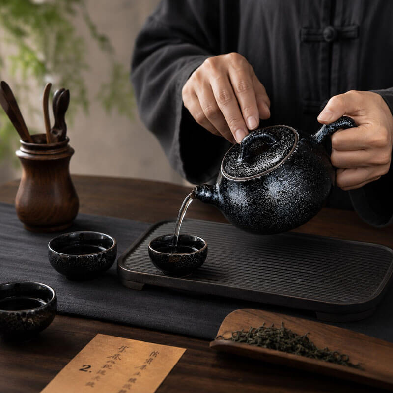 Tenmoku Jianzhan Oil Spot RUYI Teapot