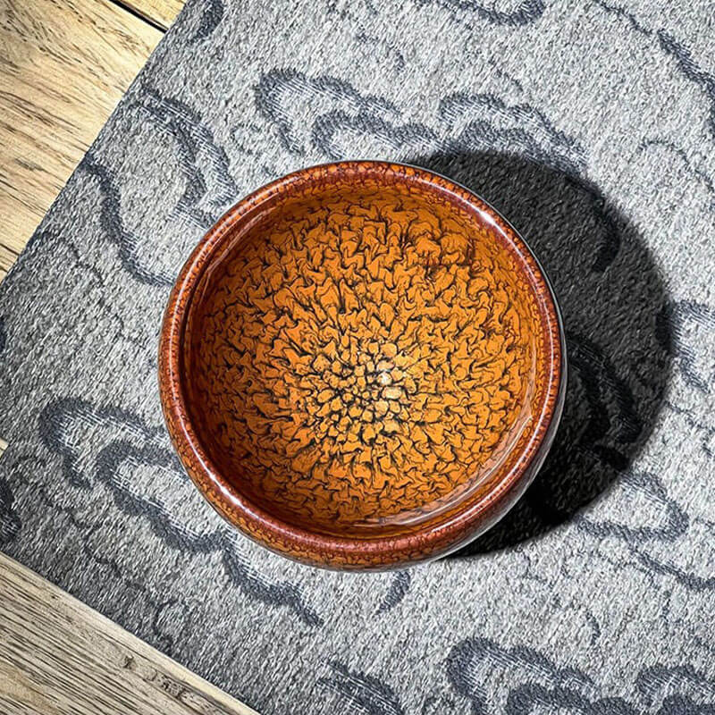 Partridge Jianzhan Tenmoku Oval Tea Cup Red