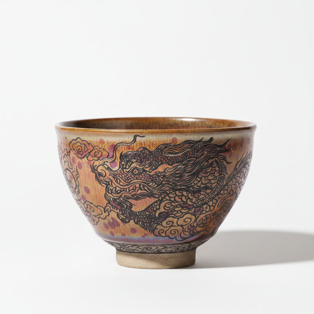 Dragon Hand Carved Porcelain Bowl