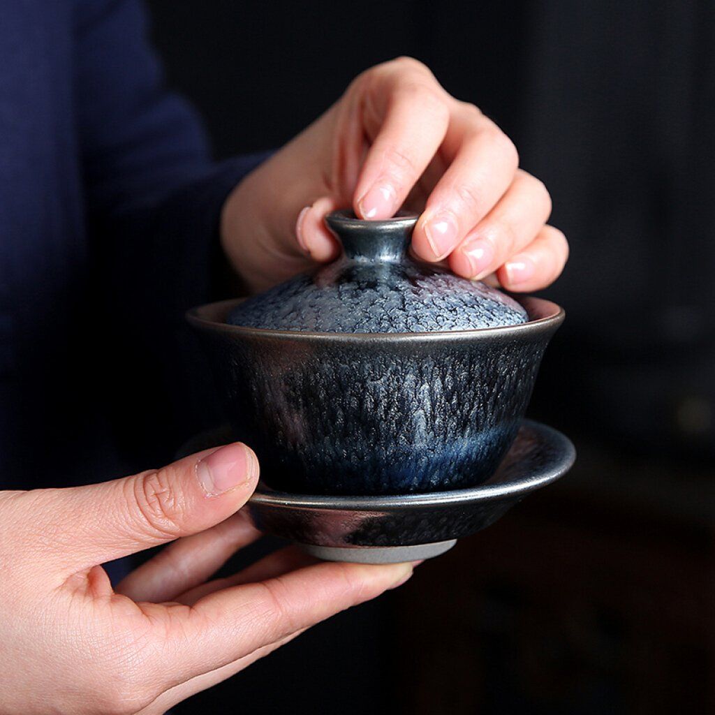 Flowery Tenmoku Jian Zhan Tea Set