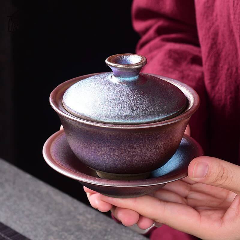 Colourful Jian Zhan Tenmoku Pink Tea Gaiwan