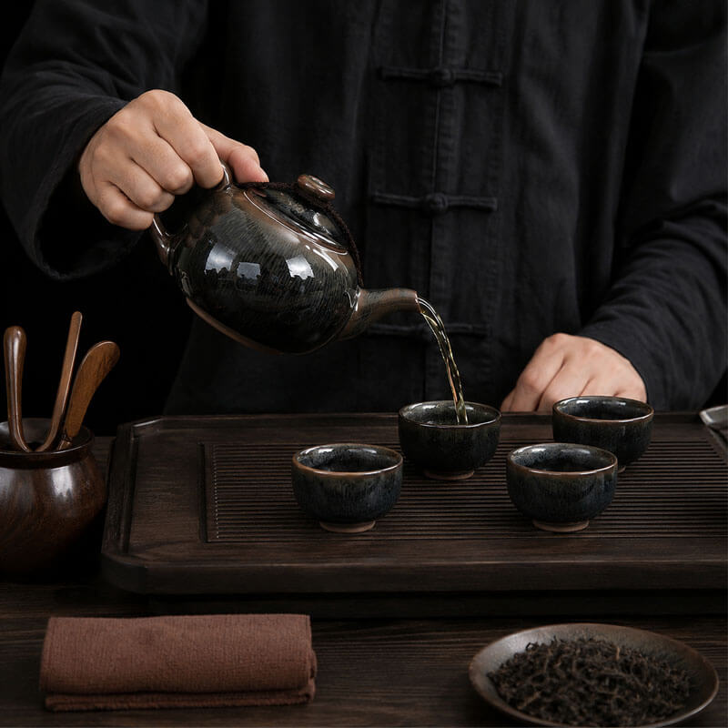 Tenmoku Jian zhan Hare's Fur Phoenix Teapot