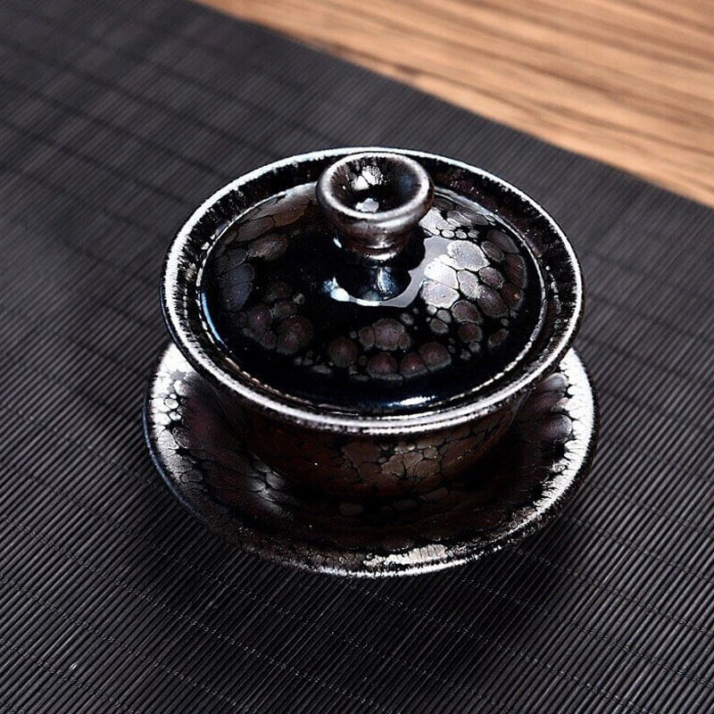 Jian Ware Yuteki Tenmoku Gaiwan With Saucer